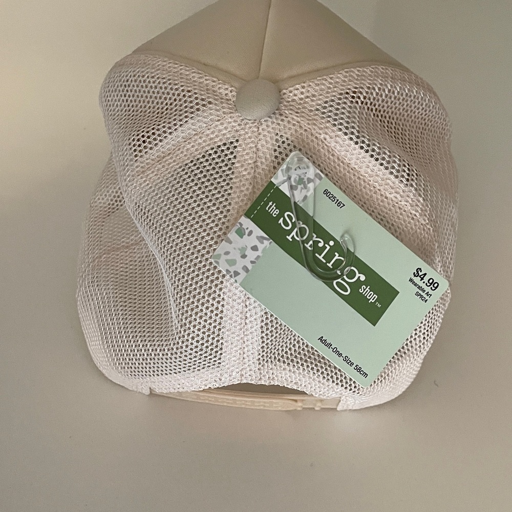 Light Beige Baseball Cap  with Pink Smiley Face - Picture 2 of 2